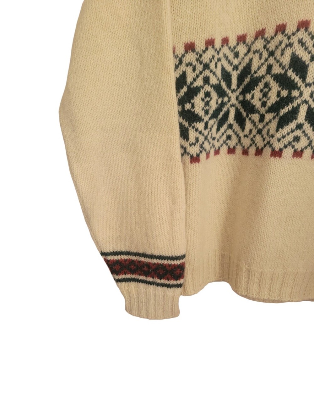 Vintage Lands' End Wool Fair Isle Sweater L Nordic Ski Lodge Made USA 90s - Picture 6 of 11